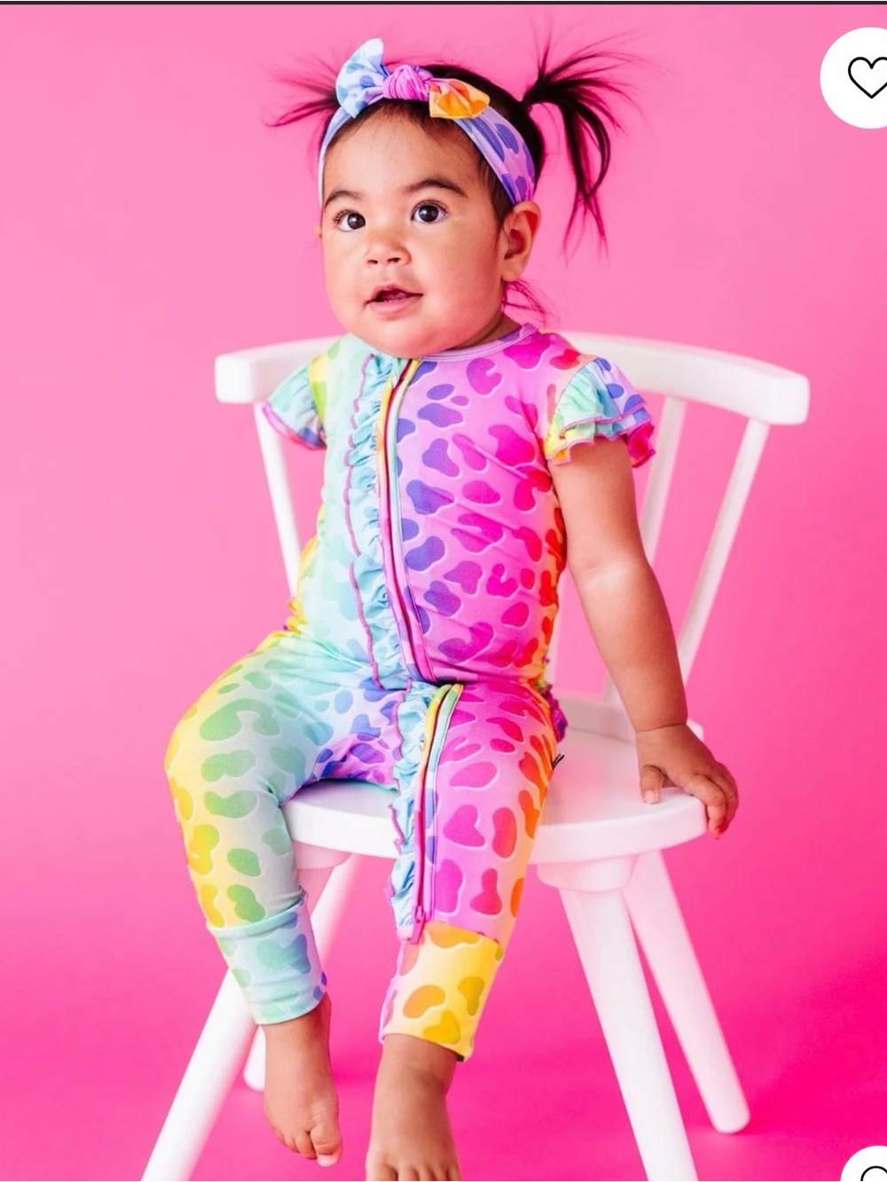 Rainbow Heart-Print Kids One-Piece Bodysuit - Multicolor